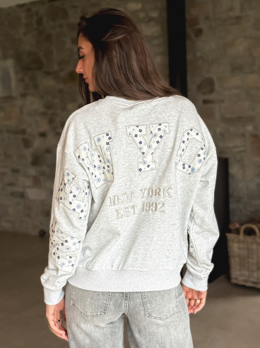 Pull "New York" - Gris clair Pull "New York" - Gris clair