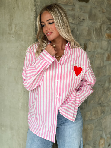 Chemise lignée Malova - Rose