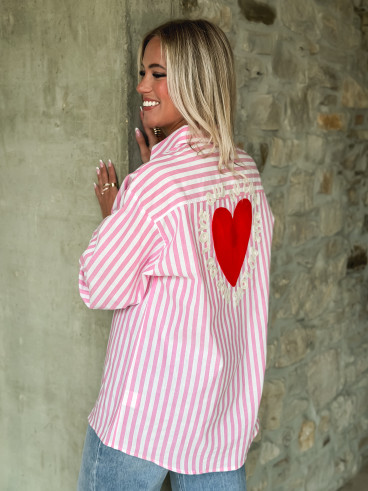 Chemise lignée Malova - Rose