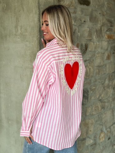 Chemise lignée Malova - Rose