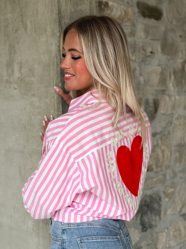 Chemise lignée Malova - Rose