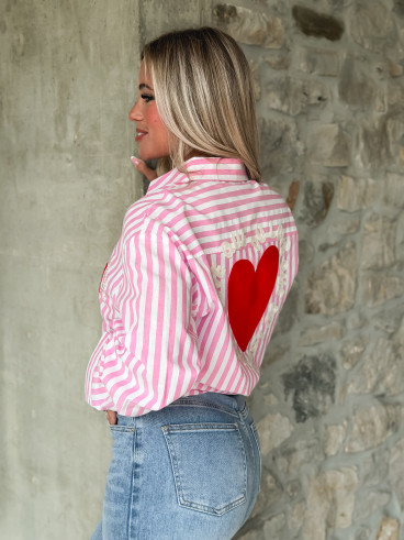 Chemise lignée Malova - Rose