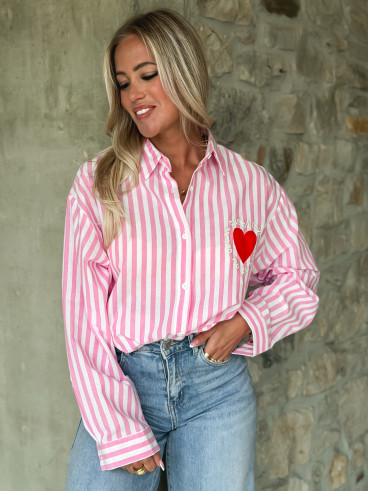 Chemise lignée Malova - Rose