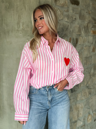 Chemise lignée Malova - Rose