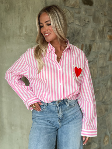 Chemise lignée Malova - Rose