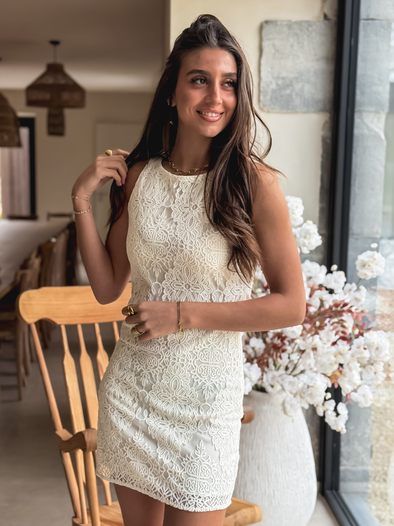 Robe courte Samya - Crème