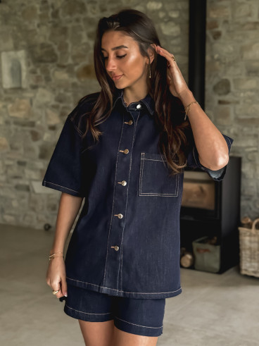 Chemise en jeans Alaïa - Bleu Foncé Chemise en jeans Alaïa - Bleu Foncé