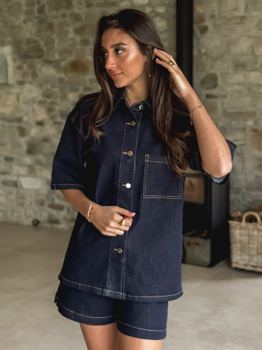 Chemise en jeans Alaïa - Bleu Foncé Chemise en jeans Alaïa - Bleu Foncé