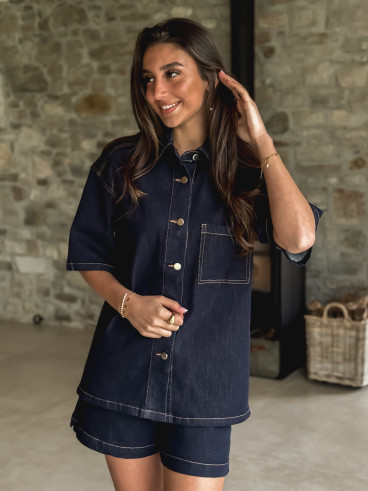 Chemise en jeans Alaïa - Bleu Foncé Chemise en jeans Alaïa - Bleu Foncé