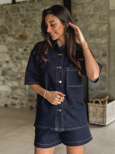 Chemise en jeans Alaïa - Bleu Foncé Chemise en jeans Alaïa - Bleu Foncé