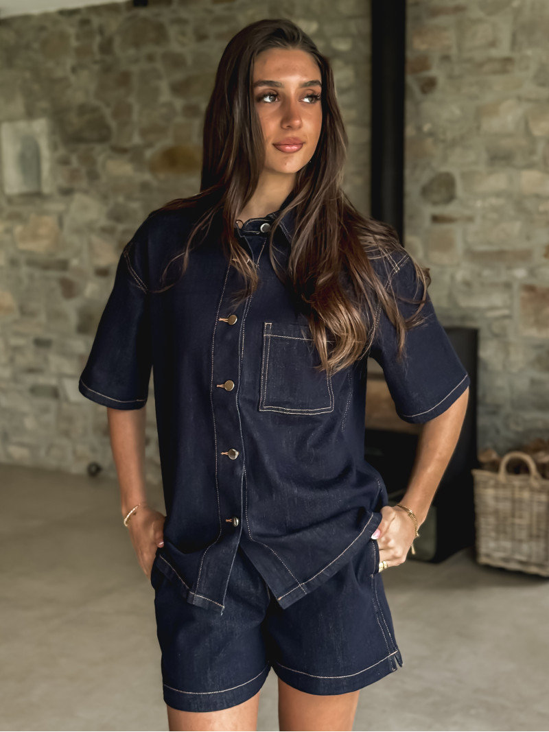 Chemise en jeans Alaïa - Bleu Foncé Chemise en jeans Alaïa - Bleu Foncé