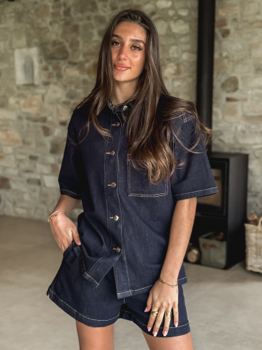 Chemise en jeans Alaïa - Bleu Foncé Chemise en jeans Alaïa - Bleu Foncé