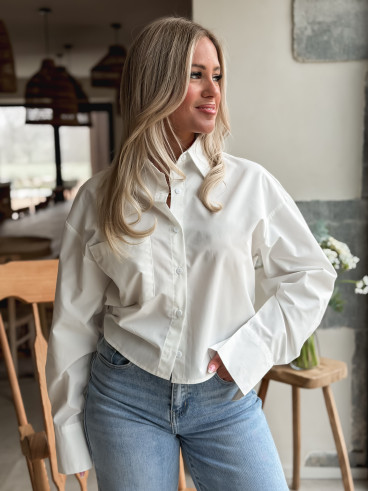 Crop Chemise Vélia - Blanc