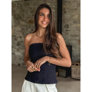 Bustier en jeans Alaïa - Bleu foncé