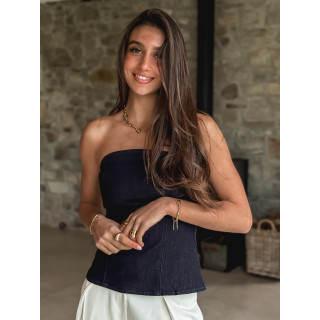 Bustier en jeans Alaïa - Bleu foncé