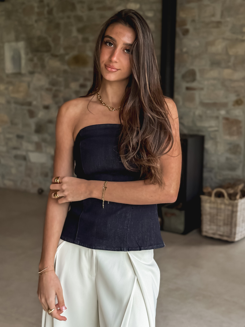 Bustier en jeans Alaïa - Bleu foncé Bustier en jeans Alaïa - Bleu foncé