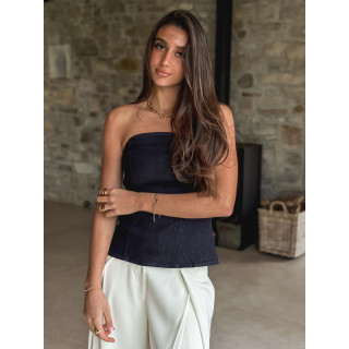 Bustier en jeans Alaïa - Bleu foncé