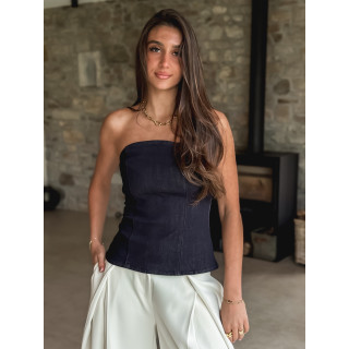 Bustier en jeans Alaïa - Bleu foncé