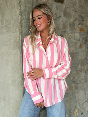 Chemise lignée Nassima - Rose/blanc
