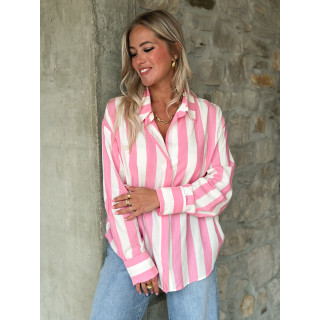 Chemise lignée Nassima - Rose/blanc