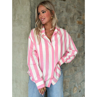 Chemise lignée Nassima - Rose/blanc