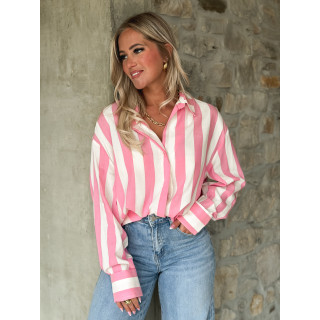 Chemise lignée Nassima - Rose/blanc