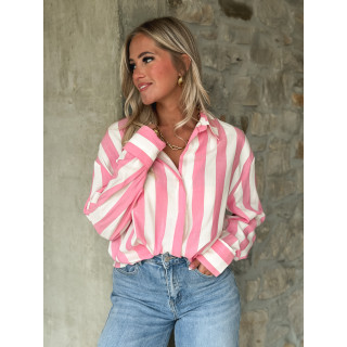 Chemise lignée Nassima - Rose/blanc