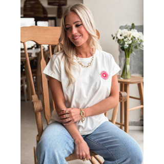 T-shirt Aya - Blanc/Fuchsia