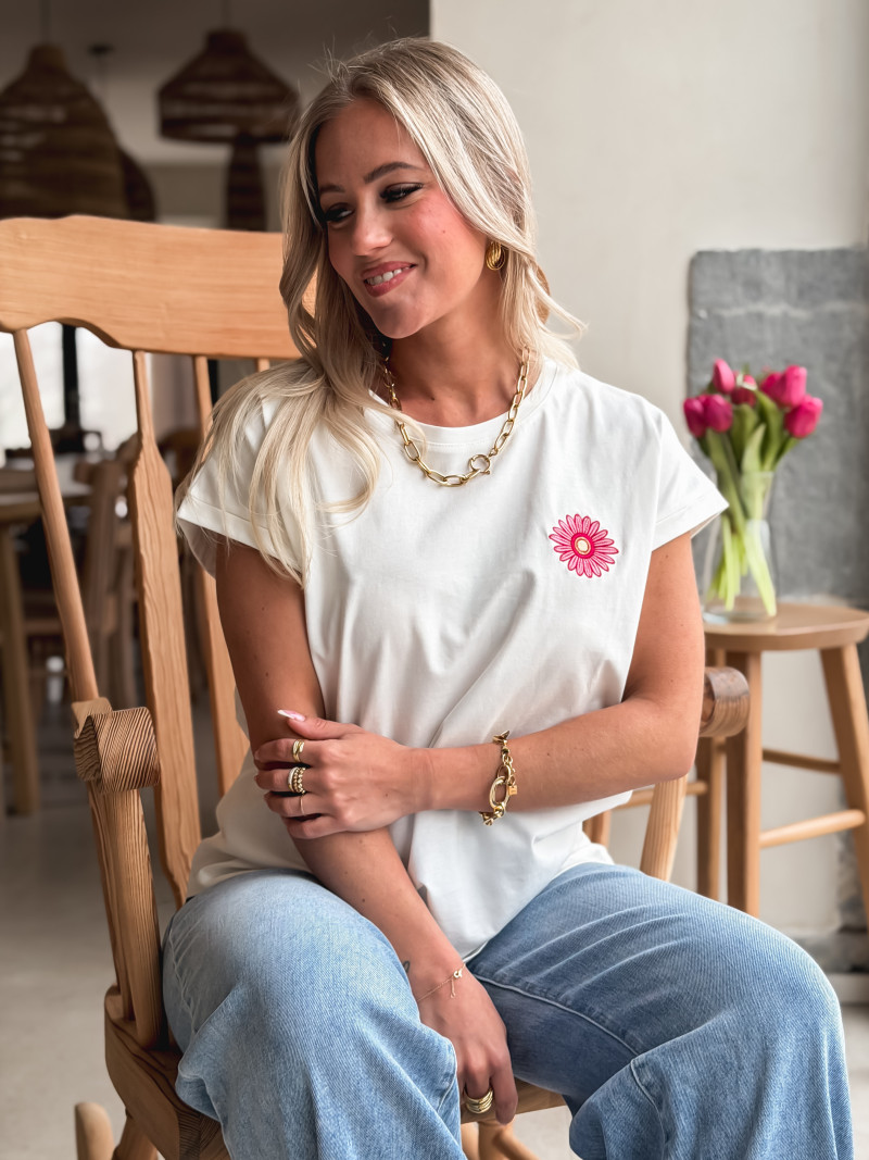 T-shirt Aya - Blanc/Fuchsia T-shirt Aya - Blanc/Fuchsia