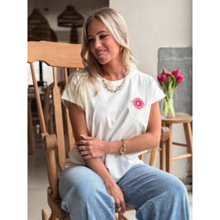 T-shirt Aya - Blanc/Fuchsia