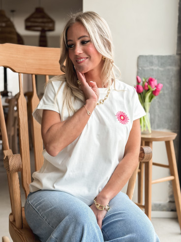 T-shirt Aya - Blanc/Fuchsia T-shirt Aya - Blanc/Fuchsia