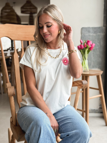 T-shirt Aya - Blanc/Fuchsia T-shirt Aya - Blanc/Fuchsia