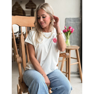 T-shirt Aya - Blanc/Fuchsia