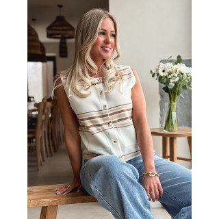 Gilet ligné Anila - Ecru/Beige