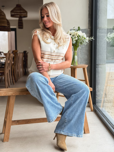 Gilet ligné Anila - Ecru/Beige Gilet ligné Anila - Ecru/Beige