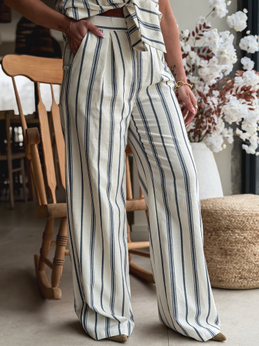 Pantalon Lignée Natacha - Bleu Pantalon Lignée Natacha - Bleu