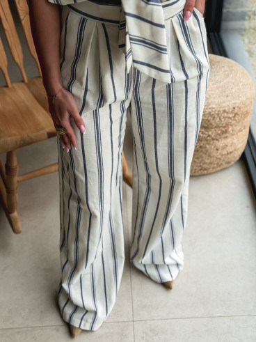 Pantalon Lignée Natacha - Bleu Pantalon Lignée Natacha - Bleu