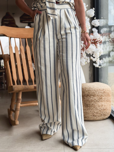 Pantalon Lignée Natacha - Bleu Pantalon Lignée Natacha - Bleu