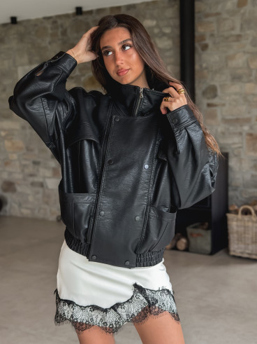 Veste en simili Prya - Noir