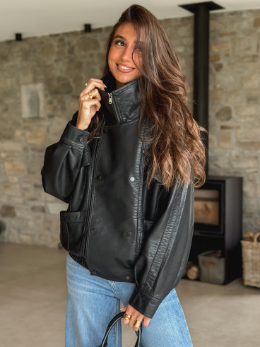 Veste en simili Prya - Noir