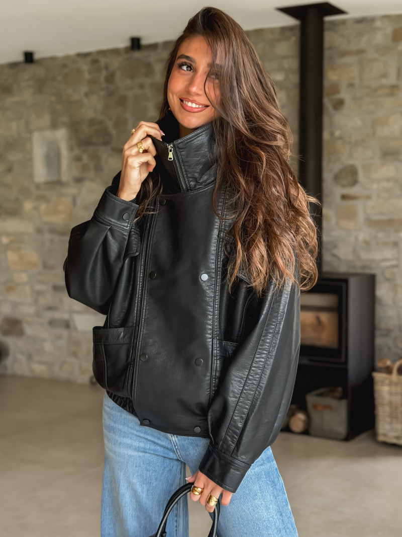 Veste en simili Prya - Noir