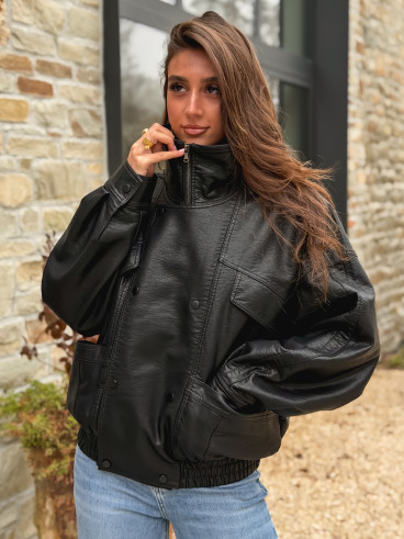 Veste en simili Prya - Noir