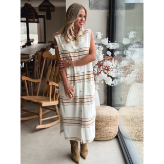 Robe lignée Anila - Ecru/Beige