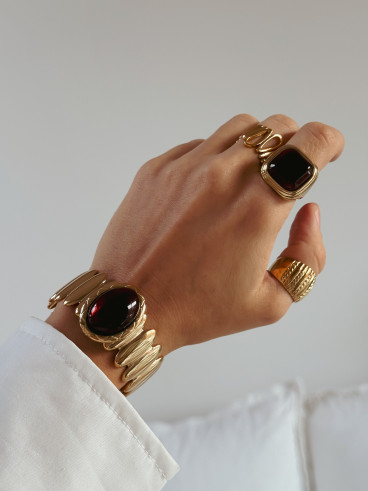 Bague Leiyah - Doré/Chocolat