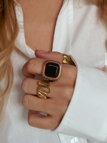 Bague Leiyah - Doré/Chocolat