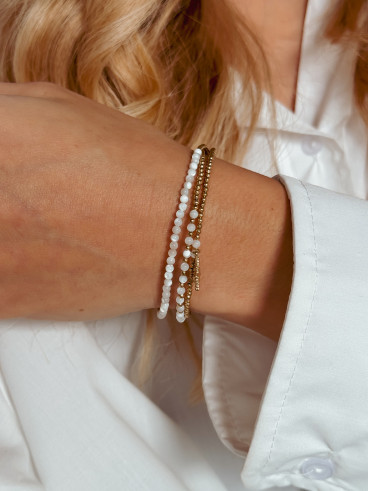 Bracelet Héléna - Blanc/Doré