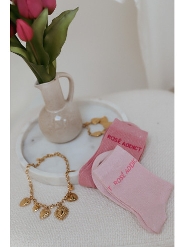 Chaussettes "Rosé addict" - Rose clair