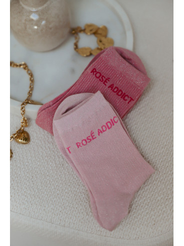 Chaussettes "Rosé addict" - Rose clair