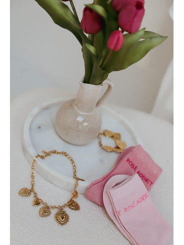 Chaussettes "Rosé addict" - Rose clair