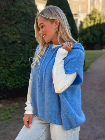 Pull à capuche Daïna - Bleuet